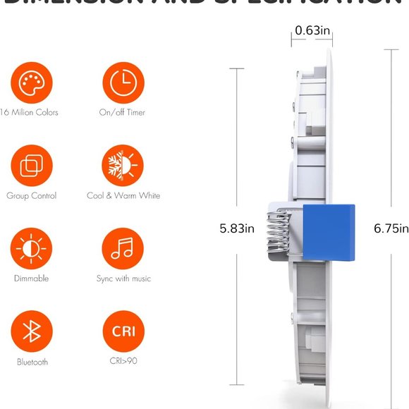 JJC Smart Recessed Lighting 6 Inch,2700K-5000K & RGB Slim Led Recessed - Picture 10 of 11